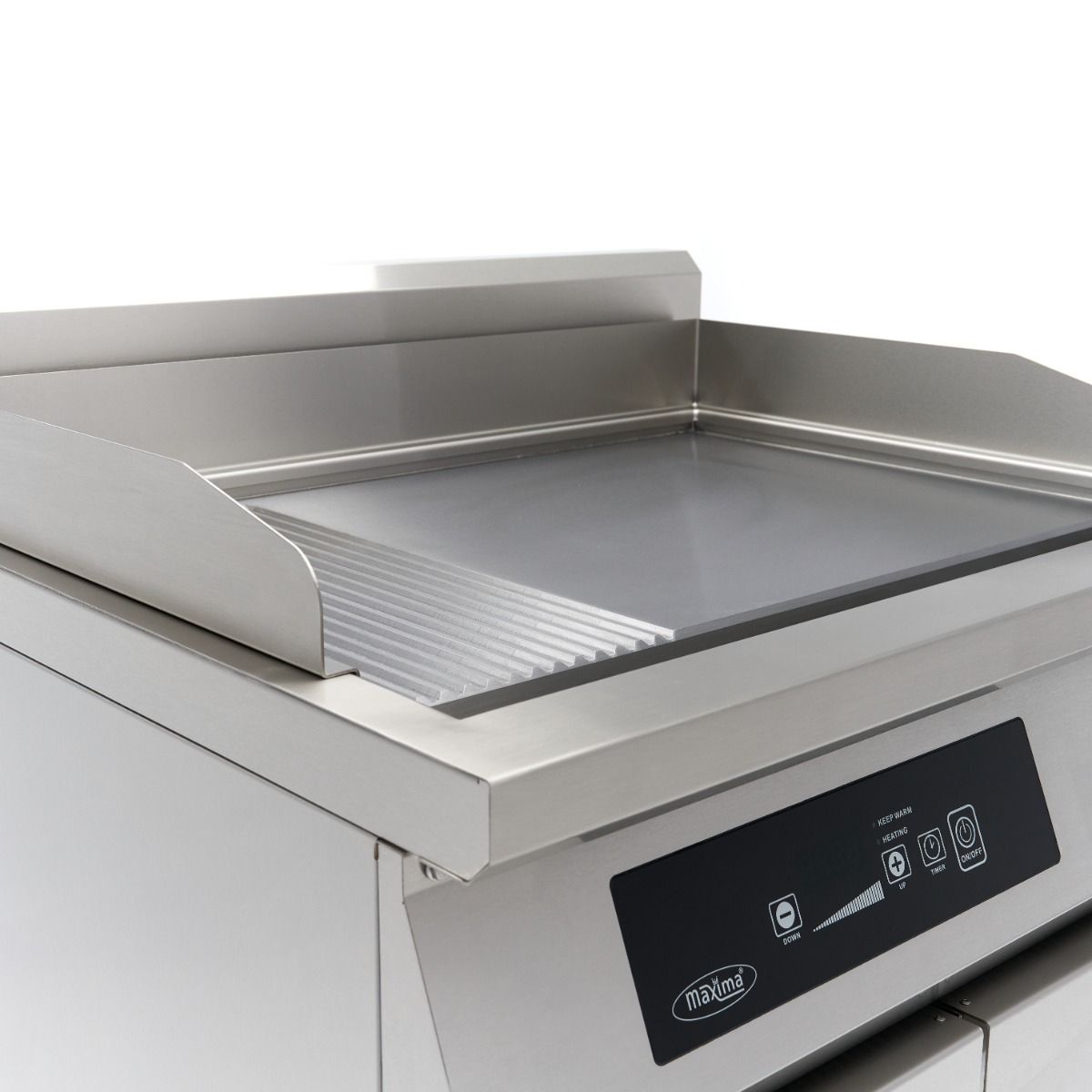 Plancha à induction 700 - lisse et rainurée - 10 000 W - double - avec support – Maxima 09371100