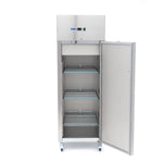 Réfrigérateur - 600 L - 3 étagères réglables (2/1 GN)  - acier inoxydable - sur roulettes – Maxima 09400003