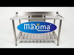 Table lave-vaisselle - 120 x 75 cm - droite - avec évier et dosseret - étagère de rangement incluse – Maxima 09201031
