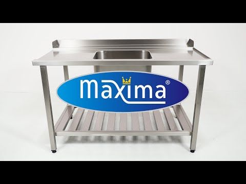 Table lave-vaisselle - 120 x 75 cm - droite - avec évier et dosseret - étagère de rangement incluse – Maxima 09201031