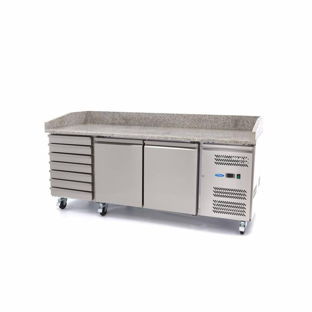 Réfrigérateur pour la préparation des pizzas - 202 cm - 2 portes - 7 tiroirs – Maxima 09400210