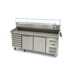 Réfrigérateur pour la préparation des pizzas - 202 cm - 2 portes - 7 tiroirs – Maxima 09400210