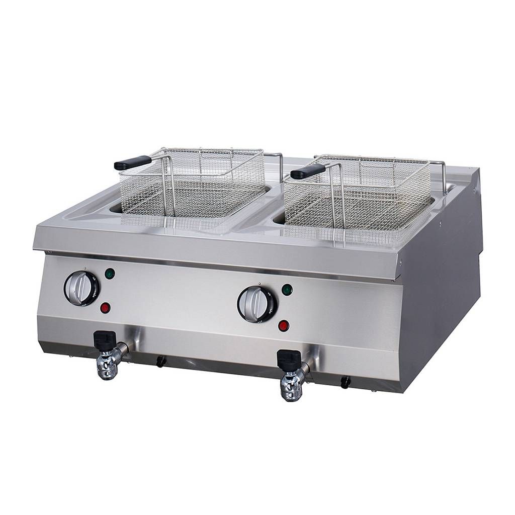 Heavy Duty friteuse - 2 x 12 L - unité double - profondeur 70 cm - avec robinet de vidange - électrique – Maxima 09394999