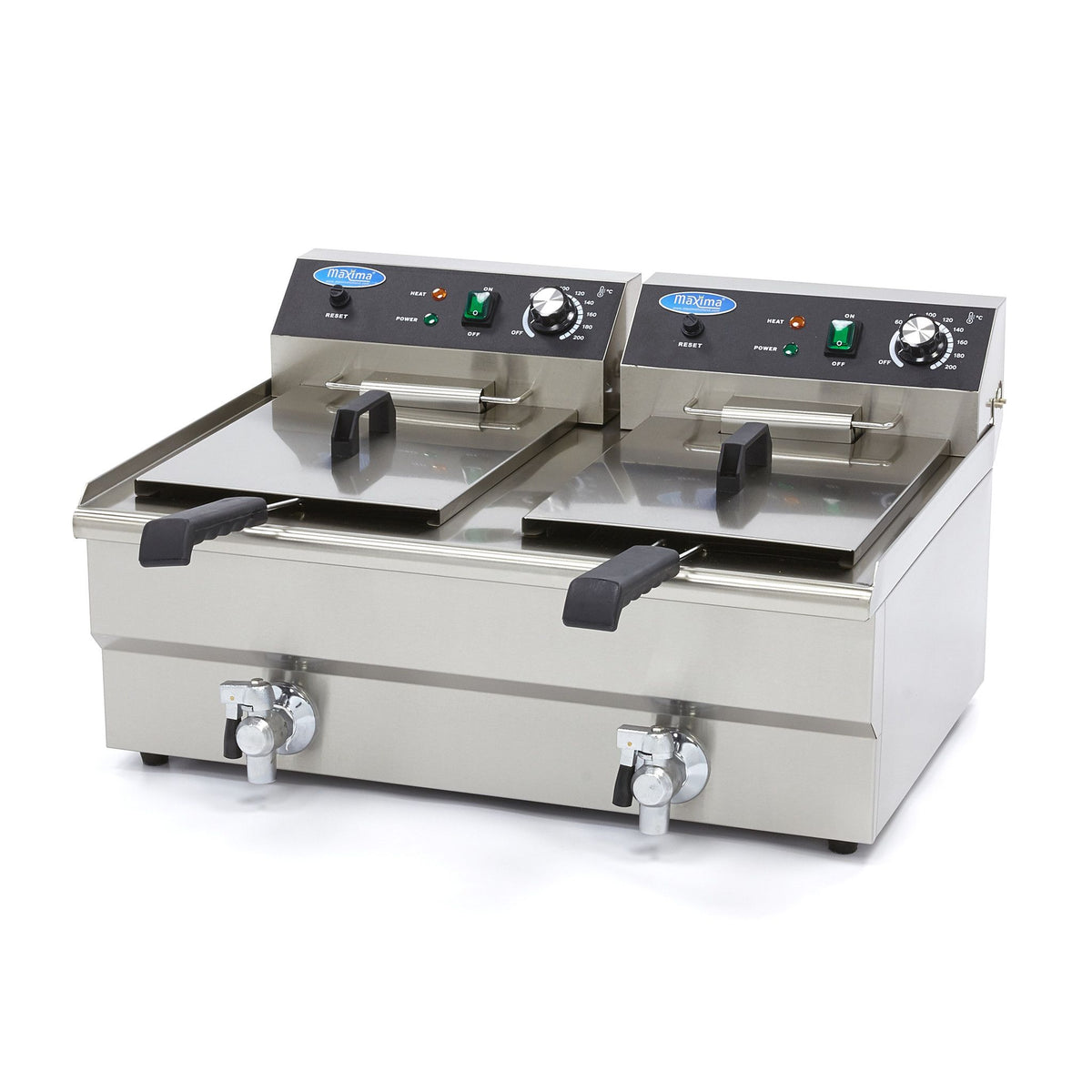 Friteuse - 2 x 16 L - 2 paniers - avec robinet de vidange – Maxima 09365011