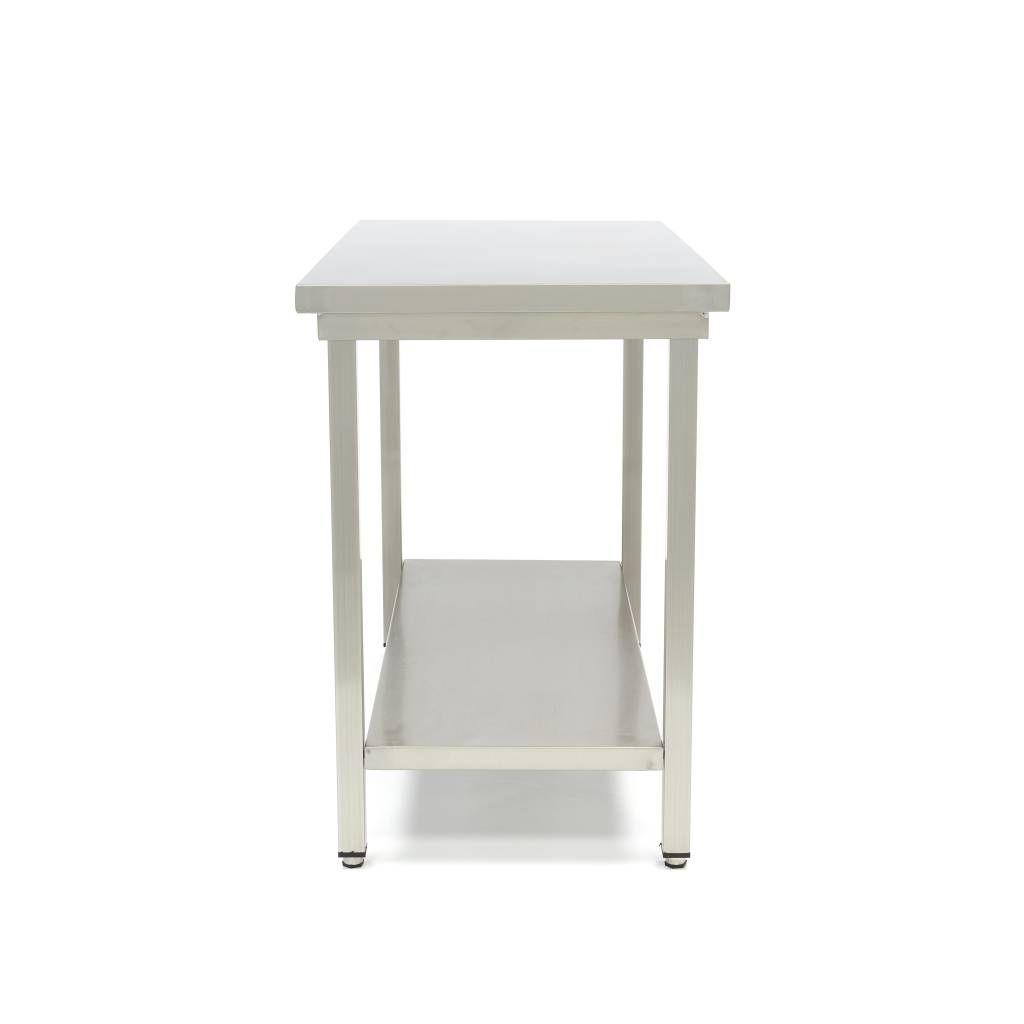 Table en acier inoxydable - 60 x 60 cm - hauteur réglable - avec étagère de rangement – Maxima 09300950
