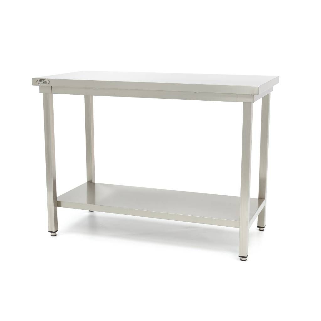 Table en acier inoxydable - 180 x 60 cm - hauteur réglable - avec étagère de rangement – Maxima 09300968