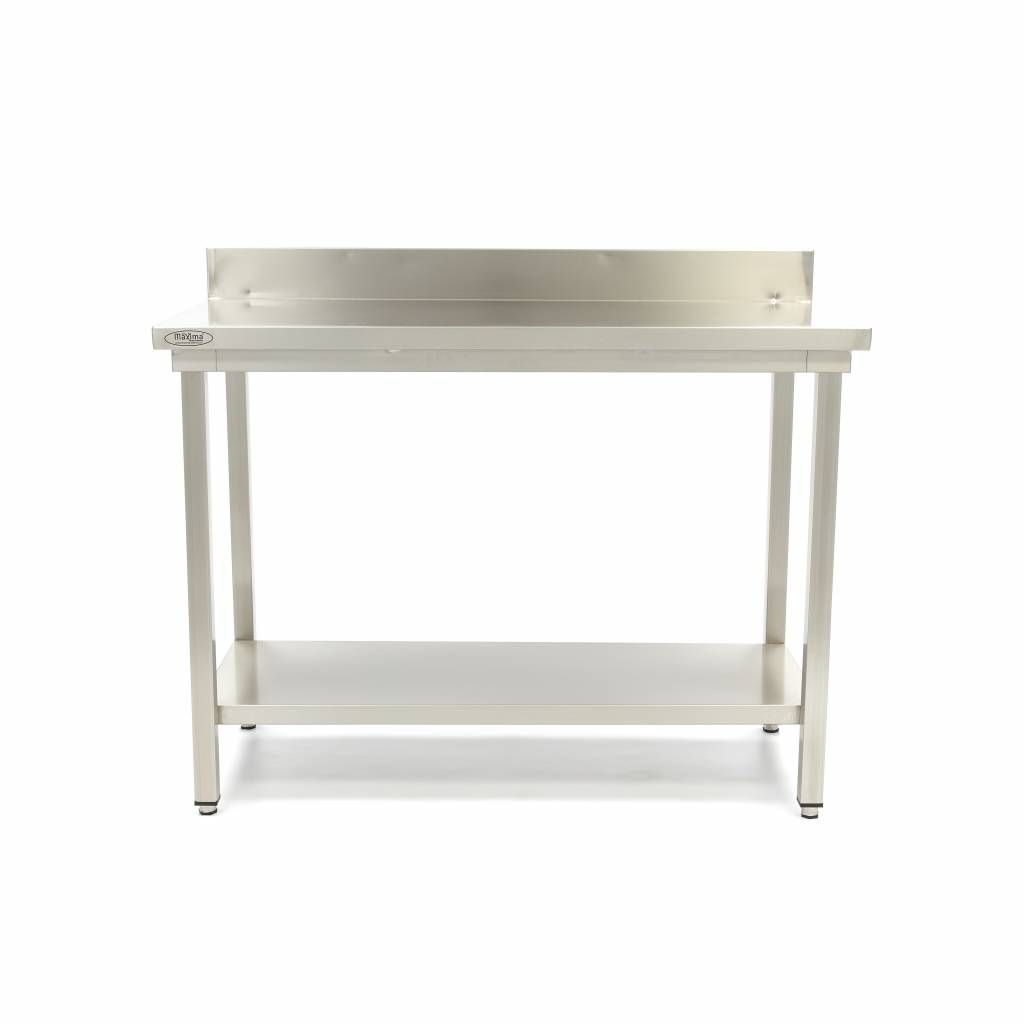 Table en acier inoxydable - 120 x 70 cm - hauteur réglable - avec dosseret – Maxima 09364033