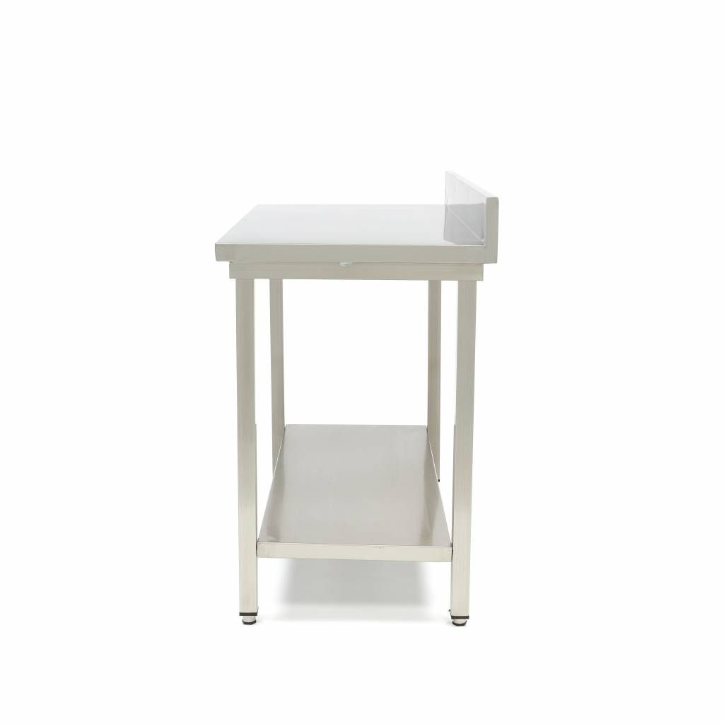 Table en acier inoxydable - 120 x 70 cm - hauteur réglable - avec dosseret – Maxima 09364033