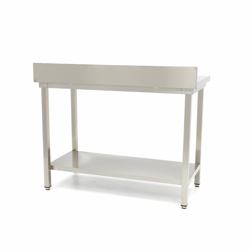 Table en acier inoxydable - 140 x 70 cm - hauteur réglable - avec dosseret – Maxima 09364036