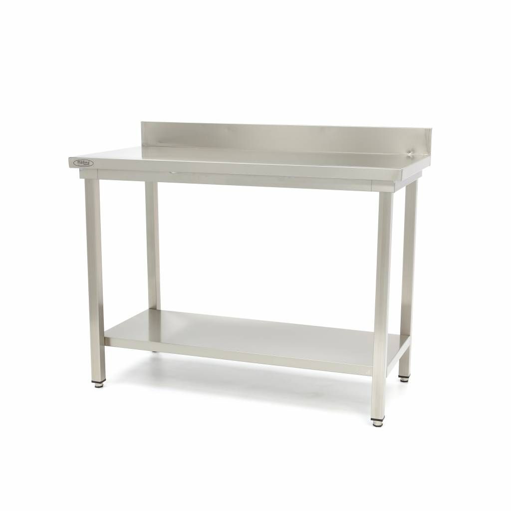 Table en acier inoxydable - 120 x 70 cm - hauteur réglable - avec dosseret – Maxima 09364033