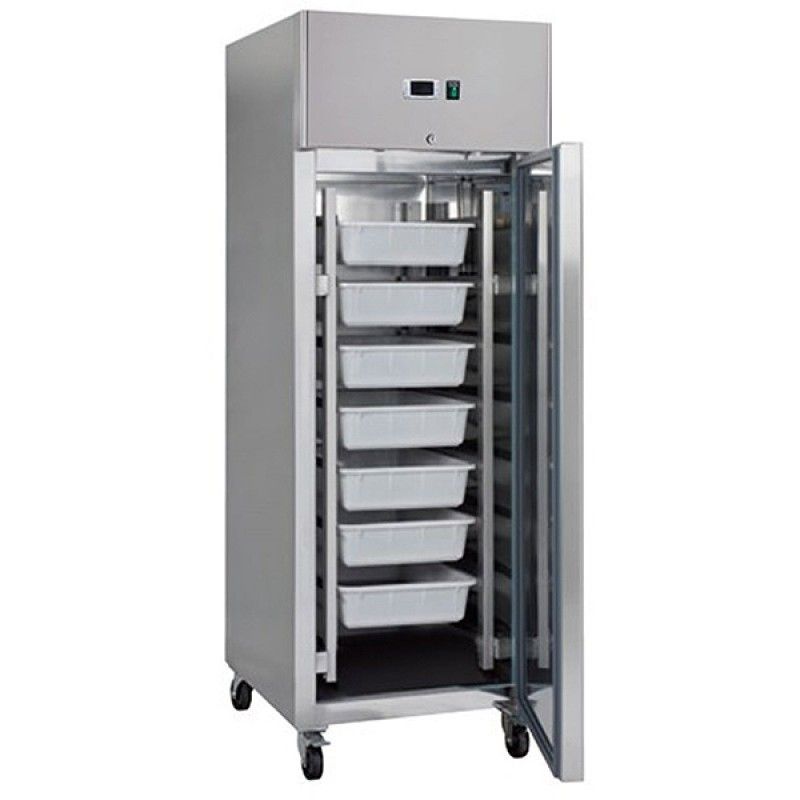 Réfrigérateur à poisson - 600 L - 7 conteneurs (60 x 40 cm) - sur roulettes - acier inoxydable – Maxima 09400002