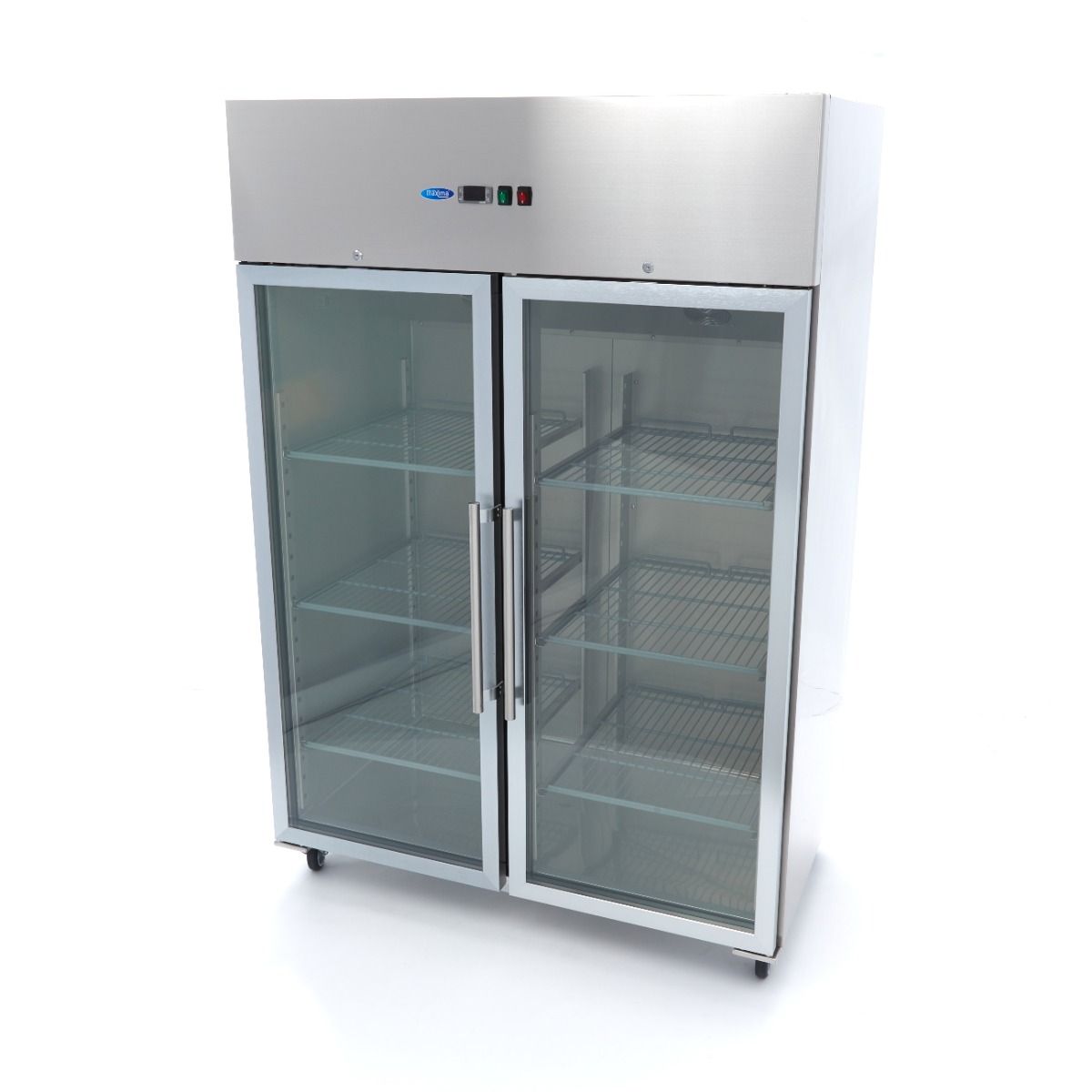 Réfrigérateur - 1200 L - 6 étagères réglables (2/1 GN) - acier inoxydable - avec porte en verre – Maxima 09400013