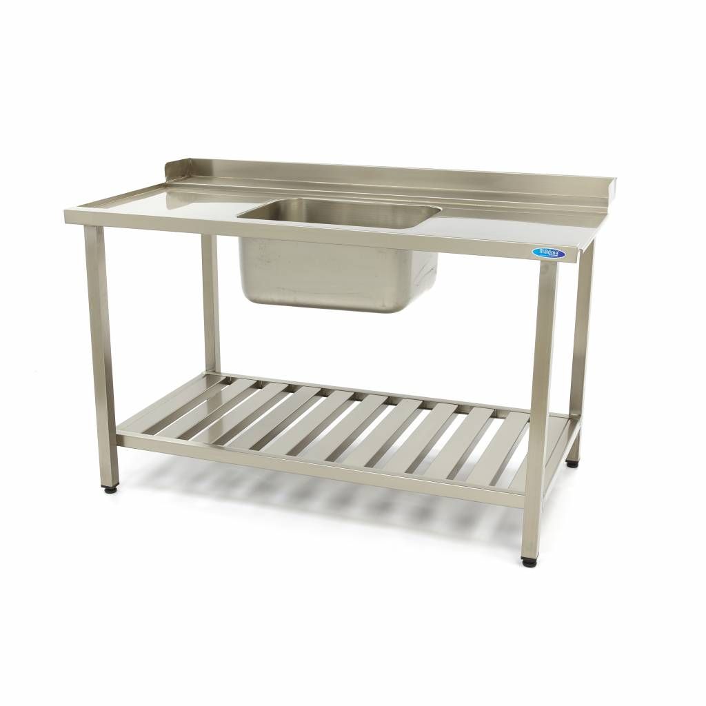 Table lave-vaisselle - 120 x 75 cm - gauche - avec évier et dosseret - incl étagère de rangement – Maxima 09201034
