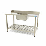 Table lave-vaisselle - 120 x 75 cm - droite - avec évier et dosseret - étagère de rangement incluse – Maxima 09201031