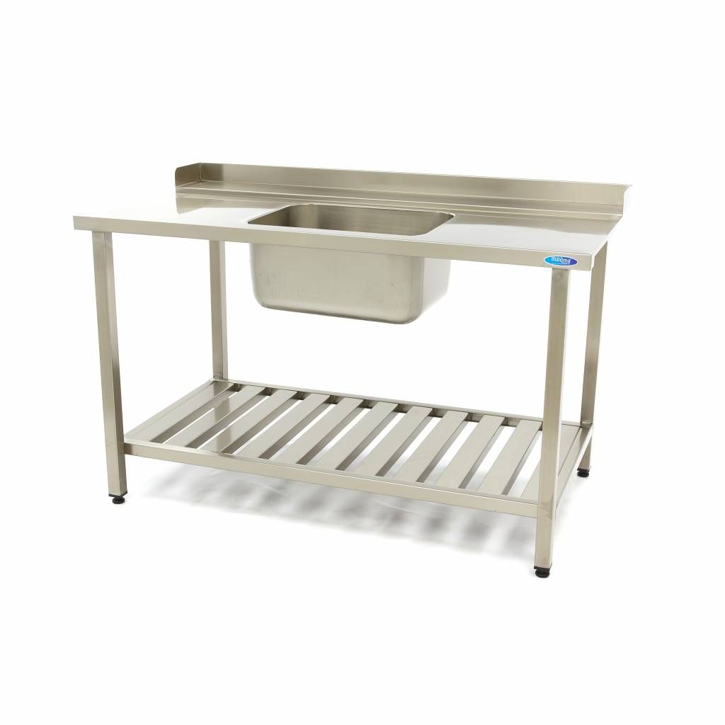 Table lave-vaisselle - 120 x 75 cm - droite - avec évier et dosseret - étagère de rangement incluse – Maxima 09201031