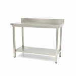 Table en acier inoxydable - 180 x 60 cm - hauteur réglable - avec dosseret et étagère de rangement – Maxima 09300992