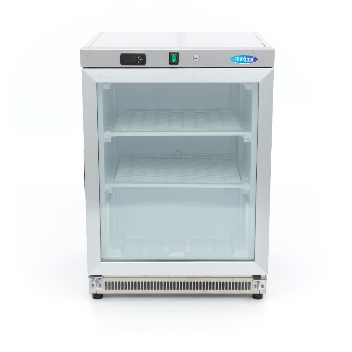 Congélateur - 200 L - acier inoxydable - avec porte en verre – Maxima 09405011