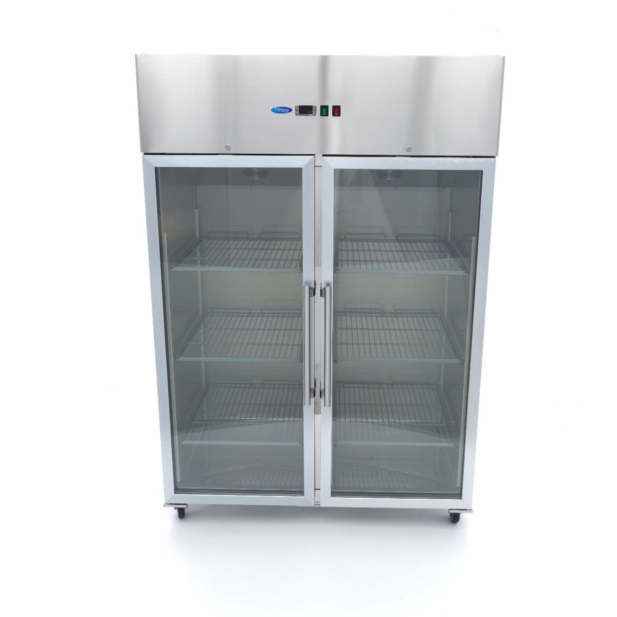 Réfrigérateur - 1200 L - 6 étagères réglables (2/1 GN) - acier inoxydable - avec porte en verre – Maxima 09400013