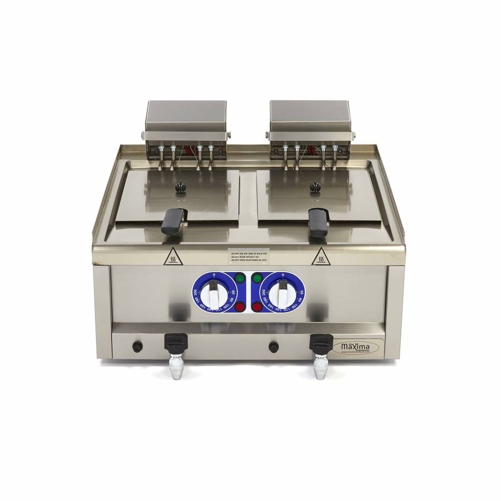 Friteuse - 2 x 10 L - 2 paniers - avec robinet de vidange - 400V – Maxima 09391650