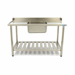 Table lave-vaisselle - 120 x 75 cm - gauche - avec évier et dosseret - incl étagère de rangement – Maxima 09201034