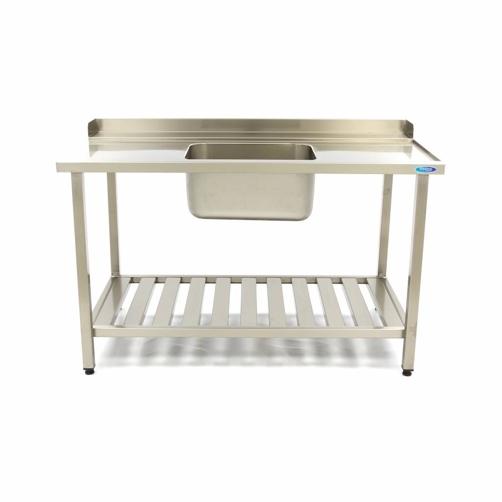 Table lave-vaisselle - 120 x 75 cm - droite - avec évier et dosseret - étagère de rangement incluse – Maxima 09201031