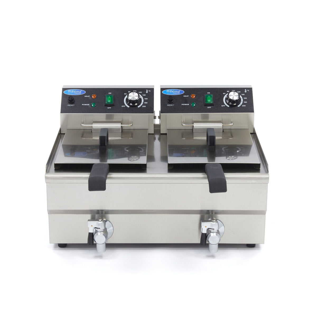 Friteuse - 2 x 10 L - 2 paniers - avec robinet de vidange – Maxima 09365229