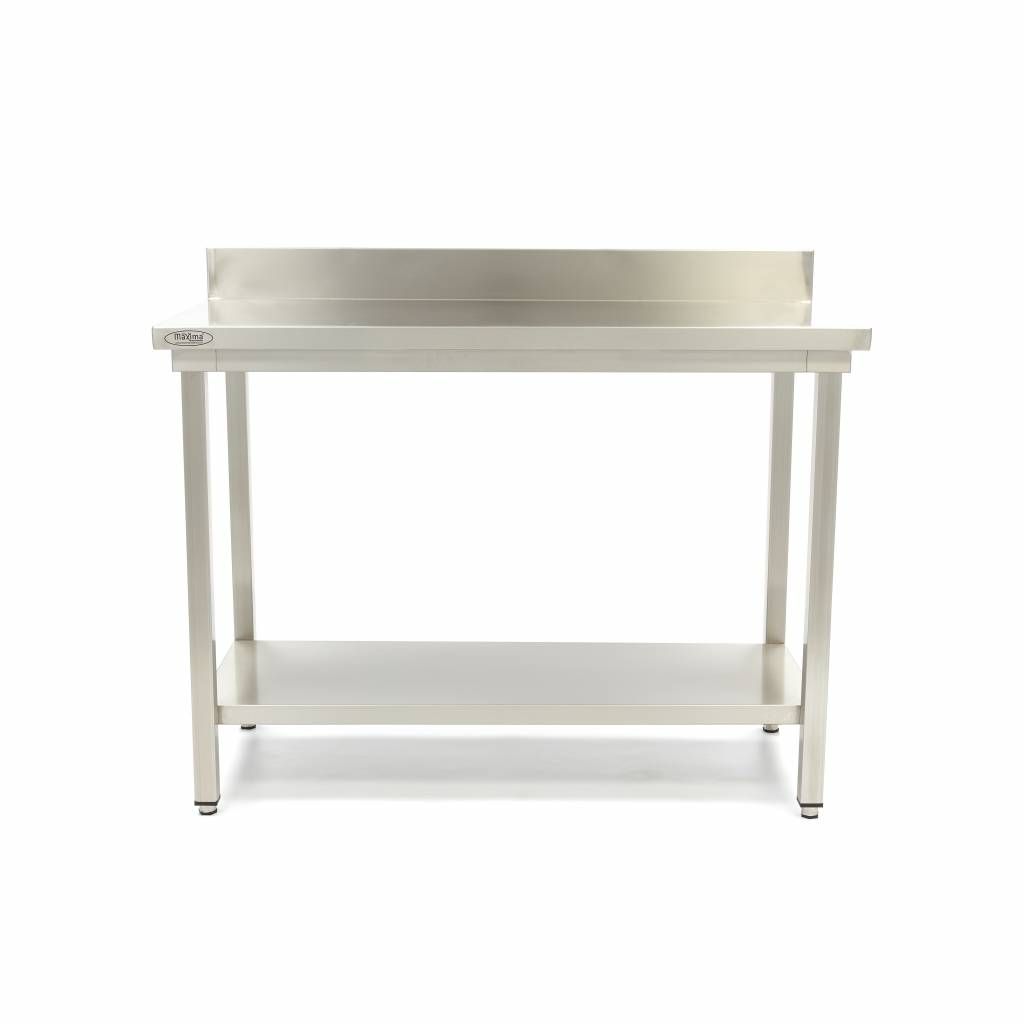 Table en acier inoxydable - 180 x 60 cm - hauteur réglable - avec dosseret et étagère de rangement – Maxima 09300992
