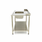 Table lave-vaisselle - 140 x 75 cm - droite - avec évier et dosseret - incl étagère de rangement – Maxima 09201040