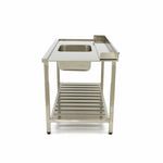 Table lave-vaisselle - 120 x 75 cm - gauche - avec évier et dosseret - incl étagère de rangement – Maxima 09201034