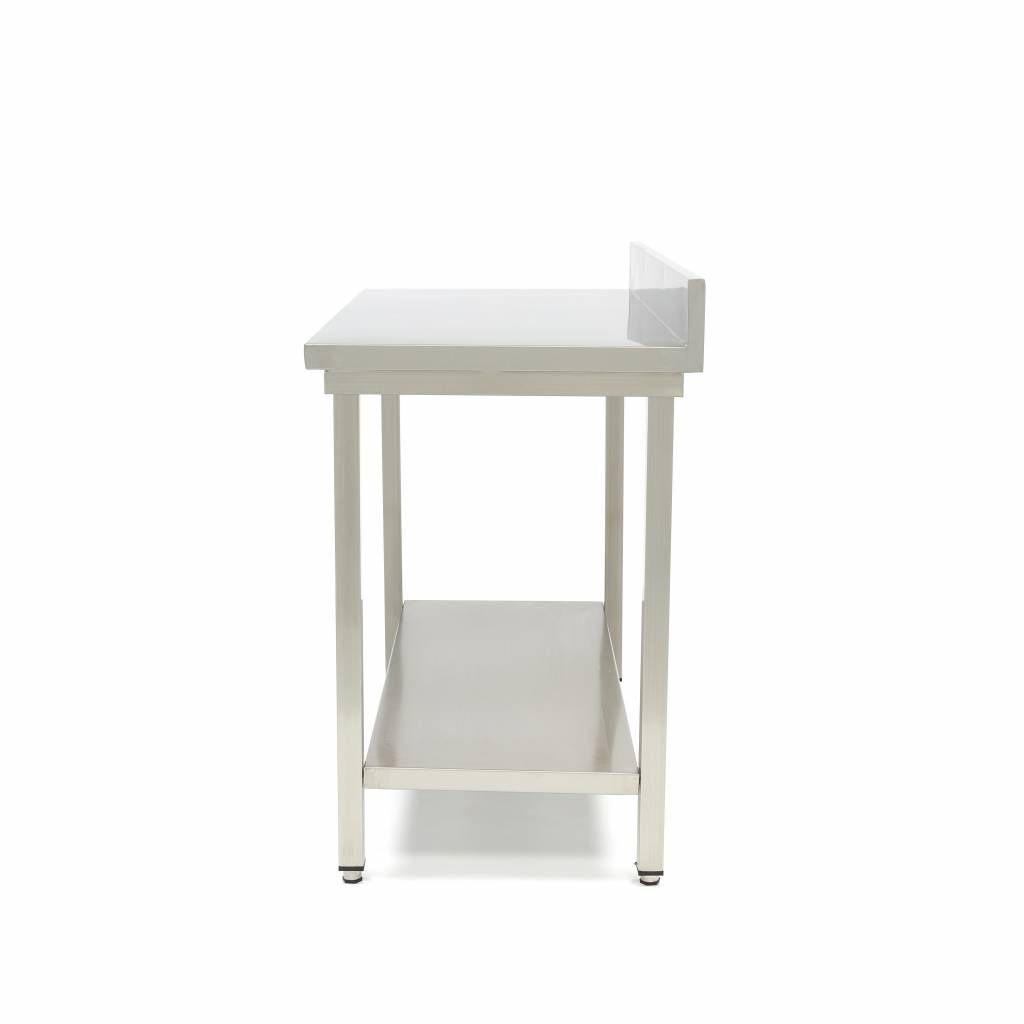 Table en acier inoxydable - 60 x 60 cm - hauteur réglable - avec dosseret et étagère de rangement – Maxima 09300974