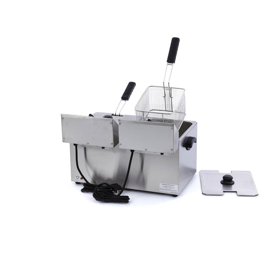 Friteuse - 2 x 8 L - 2 paniers - avec robinet de vidange – Maxima 09300416