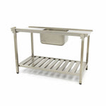 Table lave-vaisselle - 120 x 75 cm - gauche - avec évier et dosseret - incl étagère de rangement – Maxima 09201034