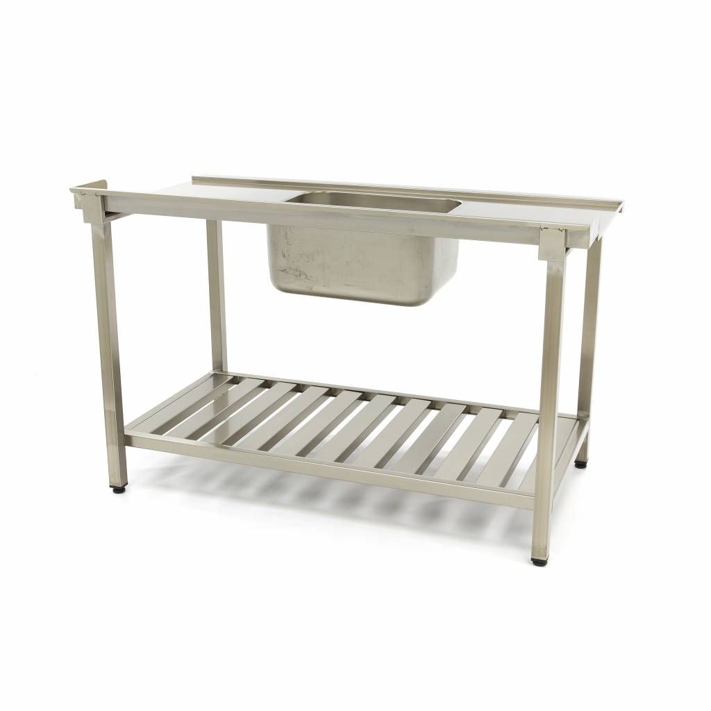 Table lave-vaisselle - 120 x 75 cm - gauche - avec évier et dosseret - incl étagère de rangement – Maxima 09201034