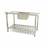 Table lave-vaisselle - 120 x 75 cm - droite - avec évier et dosseret - étagère de rangement incluse – Maxima 09201031