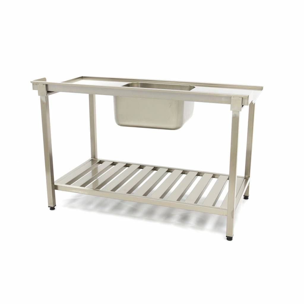 Table lave-vaisselle - 120 x 75 cm - droite - avec évier et dosseret - étagère de rangement incluse – Maxima 09201031