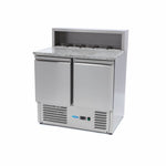 Réfrigérateur pour la préparation des pizzas - 90 cm - 2 portes - s'adapte à 5 x 1/6 GN - incl couvercle en acier inoxydable – Maxima 09400200