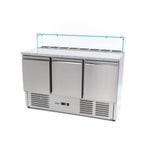 Réfrigérateur pour la préparation des pizzas - 137 cm - 3 portes - s'adapte à 8 x 1/6 GN - incl couvercle en verre – Maxima 09400208