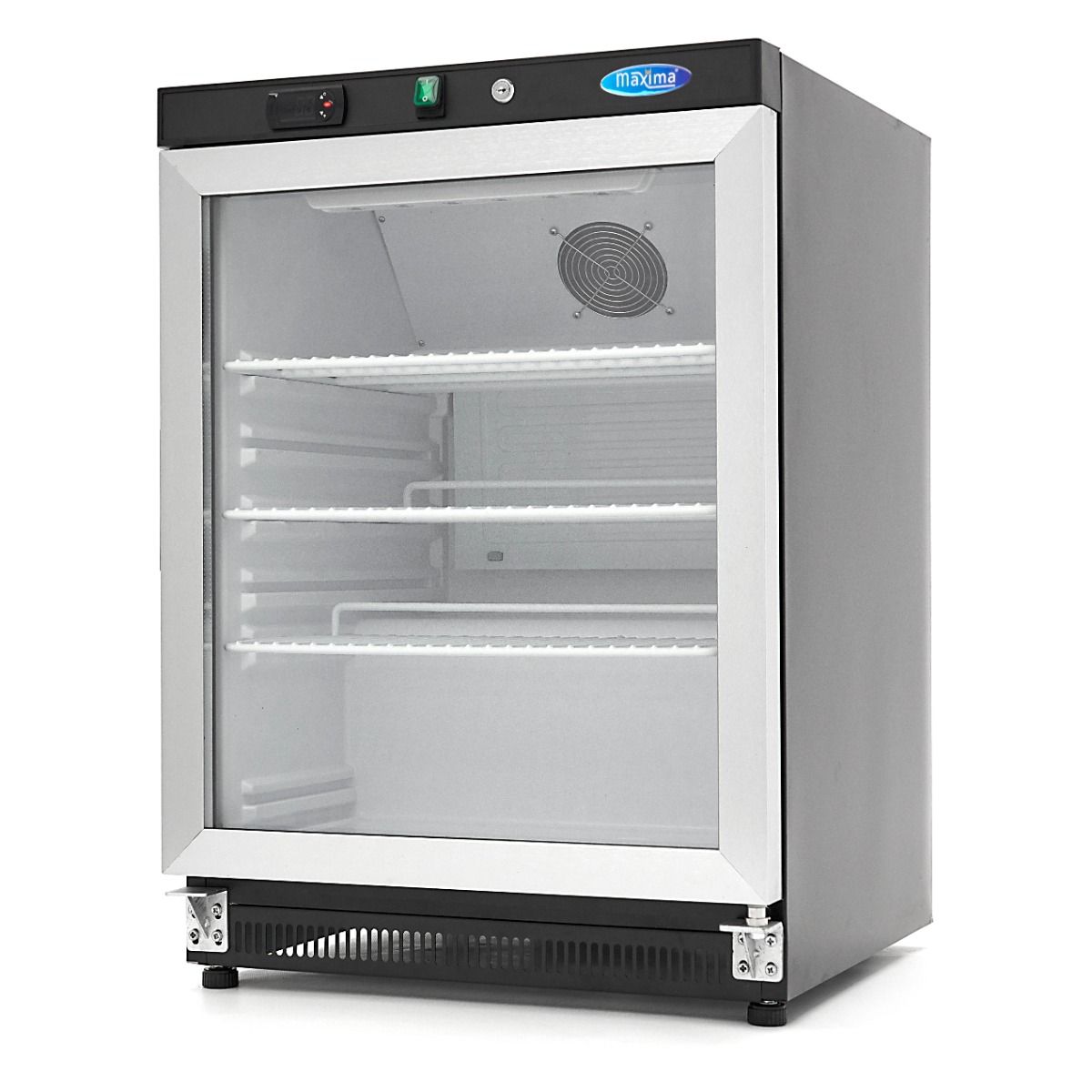 Réfrigérateur - 200 L - noir - avec porte en verre – Maxima 09405008