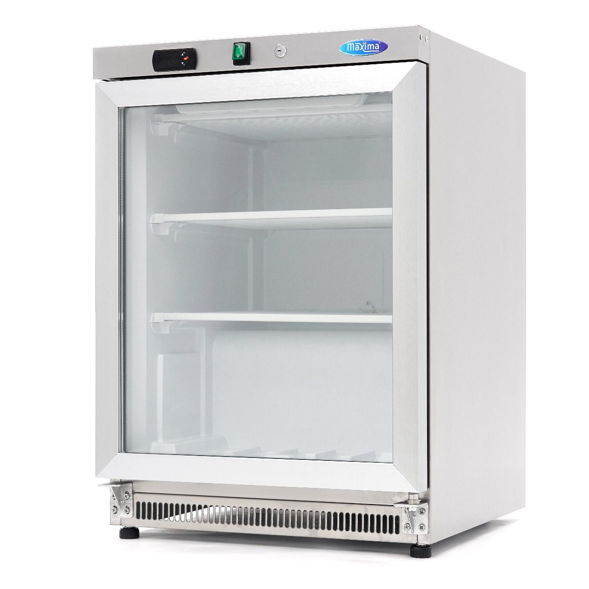 Congélateur - 200 L - acier inoxydable - avec porte en verre – Maxima 09405011