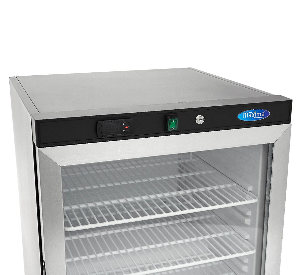 Réfrigérateur - 200 L - noir - avec porte en verre – Maxima 09405008