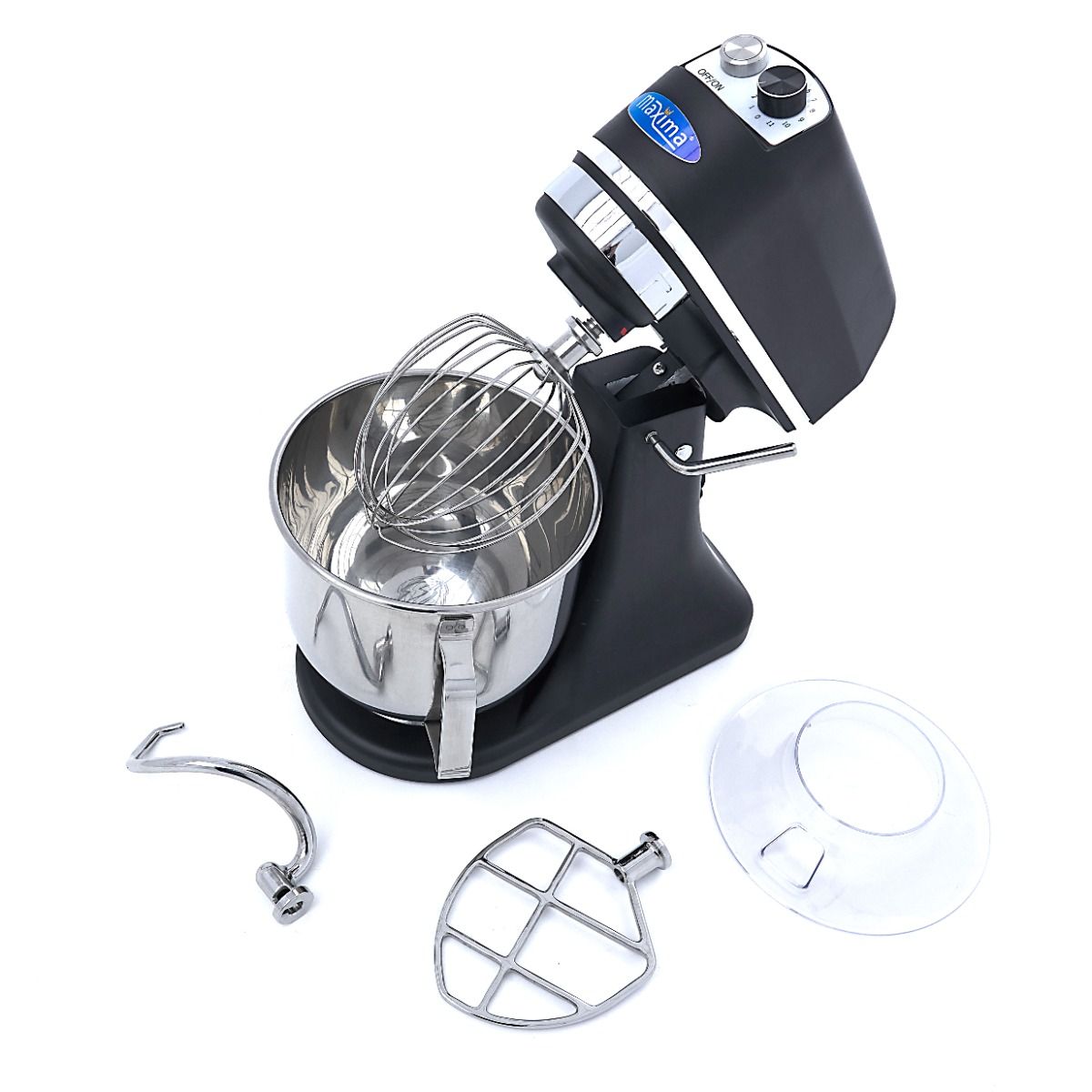 Mixer planétaire - 7 L - jusqu'à 2 kg de pâte - noir mat – Maxima 09360785