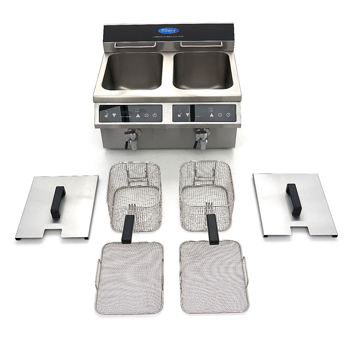 Friteuse - 2 x 8 L - 2 paniers - induction - avec robinet de vidange – Maxima 09371095