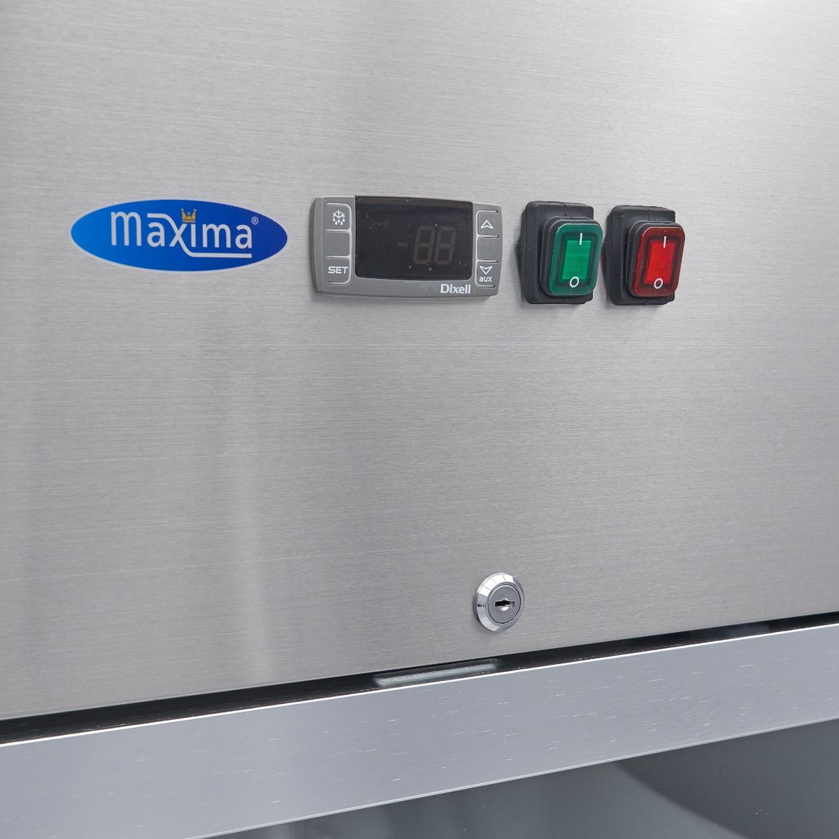 Réfrigérateur - 700 L - 3 étagères réglables (2/1 GN) - acier inoxydable - avec porte en verre – Maxima 09400031