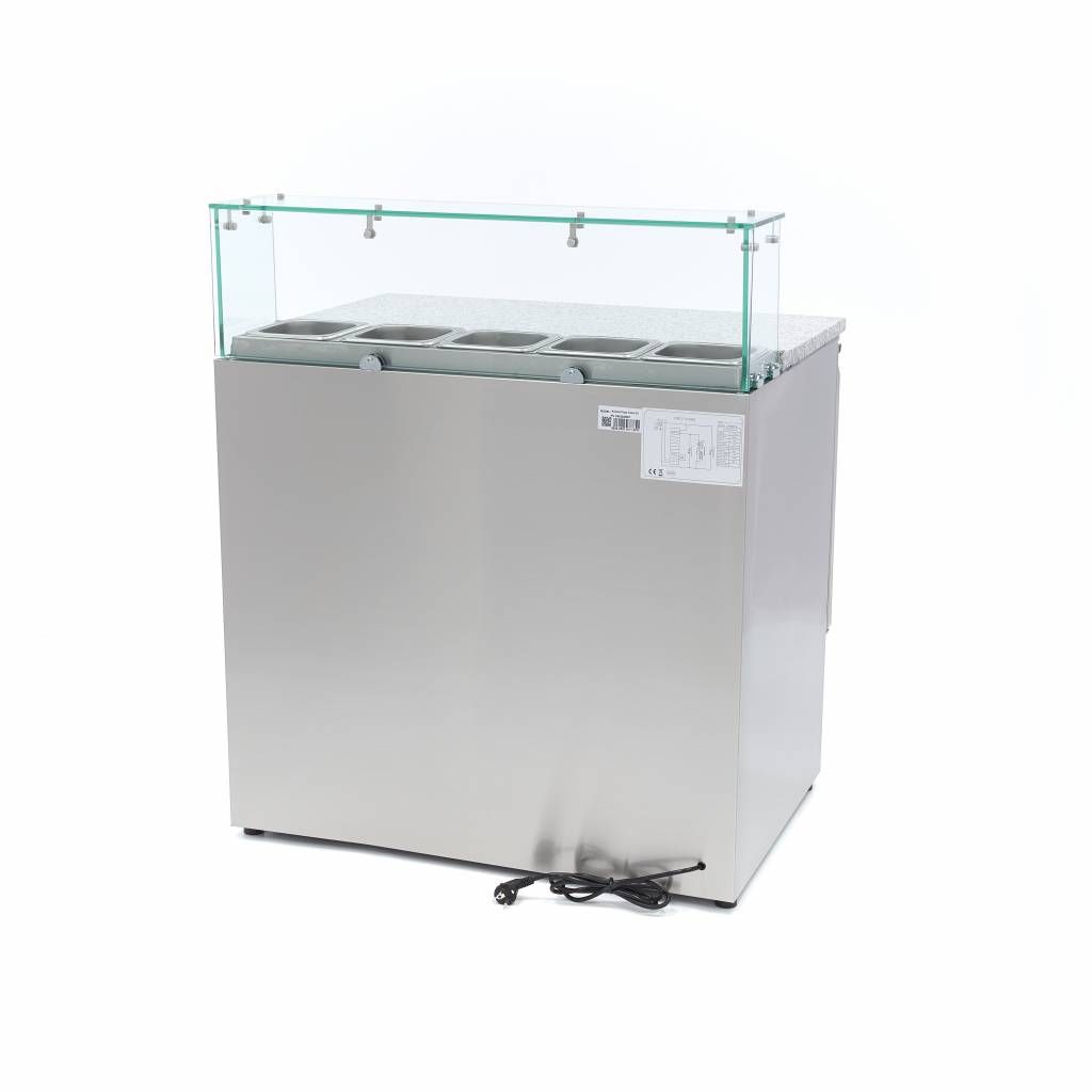 Réfrigérateur pour la préparation des pizzas - 90 cm - 2 portes - s'adapte à 5 x 1/6 GN - incl couvercle en verre – Maxima 09400207