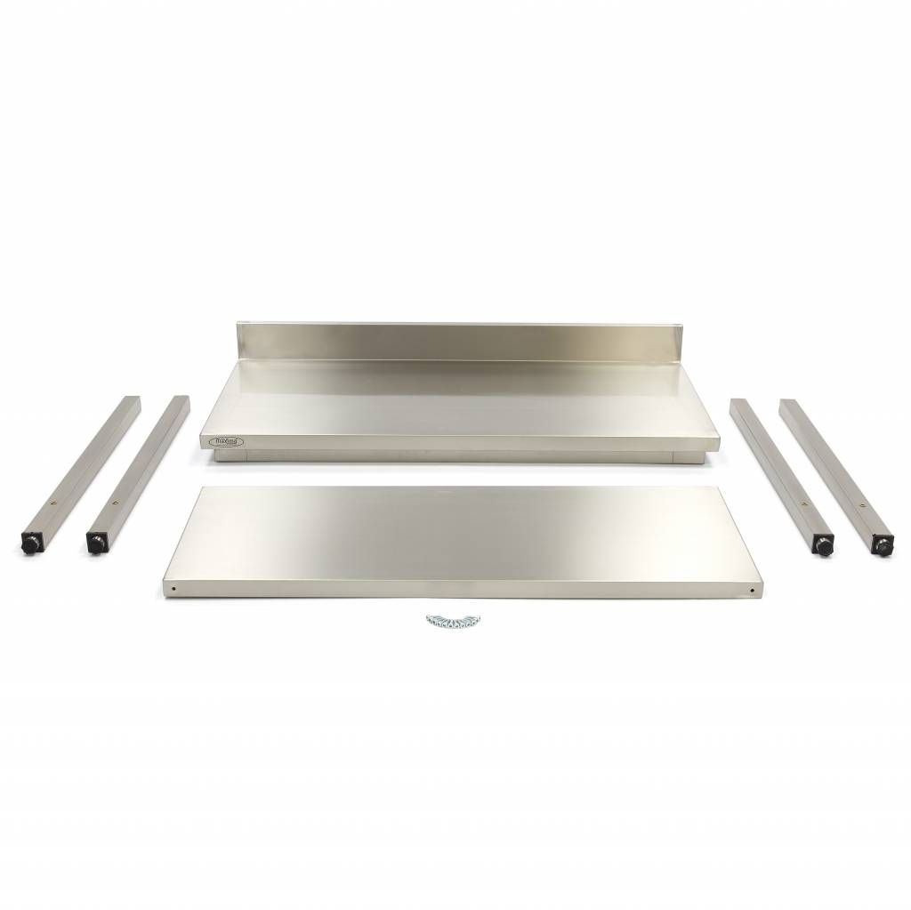 Table en acier inoxydable - 120 x 60 cm - hauteur réglable - avec dosseret et étagère de rangement – Maxima 09300983