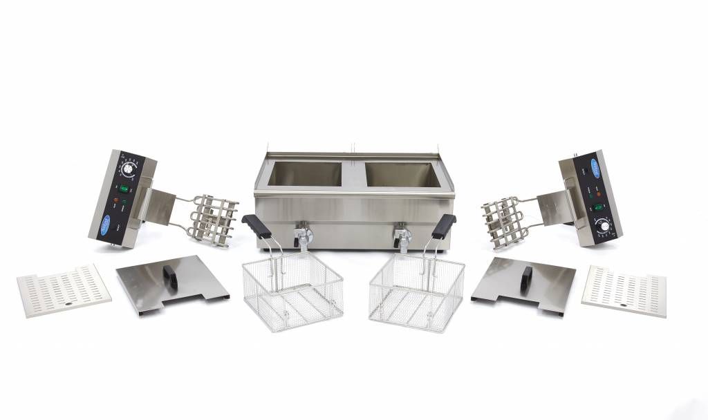 Friteuse - 2 x 16 L - 2 paniers - avec robinet de vidange – Maxima 09365011