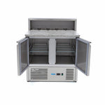 Réfrigérateur pour la préparation des pizzas - 90 cm - 2 portes - s'adapte à 5 x 1/6 GN - incl couvercle en acier inoxydable – Maxima 09400200