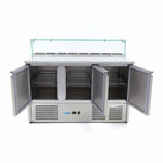 Réfrigérateur pour la préparation des pizzas - 137 cm - 3 portes - s'adapte à 8 x 1/6 GN - incl couvercle en verre – Maxima 09400208