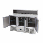 Réfrigérateur pour la préparation des pizzas - 137 cm - 3 portes - s'adapte à 8 x 1/6 GN - incl couvercle en acier inoxydable – Maxima 09400205