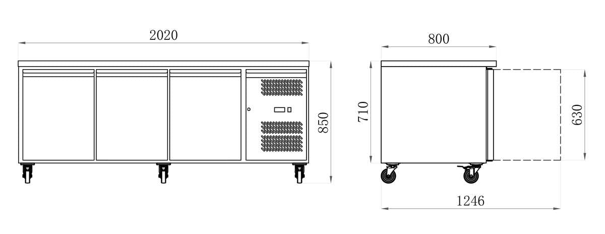 Tables réfrigérées pâtissières STAR — AA38PPDM3 — 580 L – vue 2